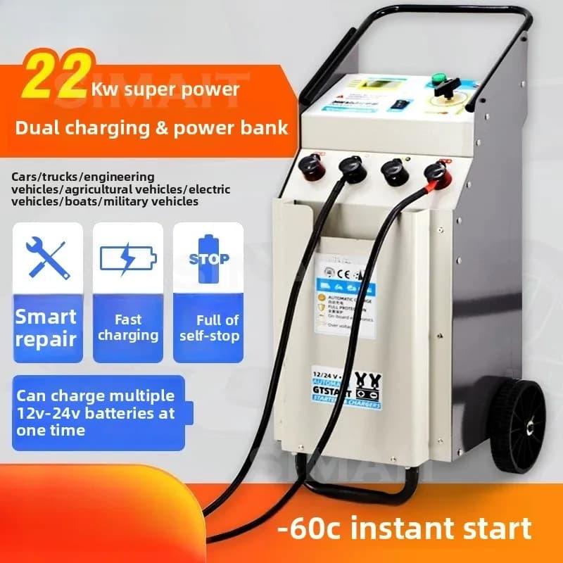 12V/24V High Power Smart Battery Charger | Jump Starter for Car & Truck with Boost Function