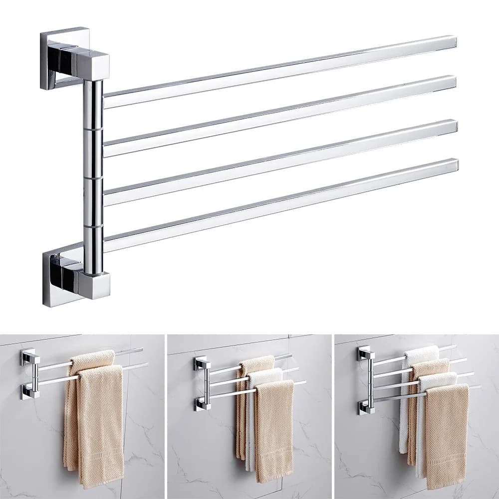 Towel Holder Stainless Steel Swing Arms Towel Rail Wall Mounted Towel Rack Space Saving Hanger Bathroom Hardware for Home Hotel
