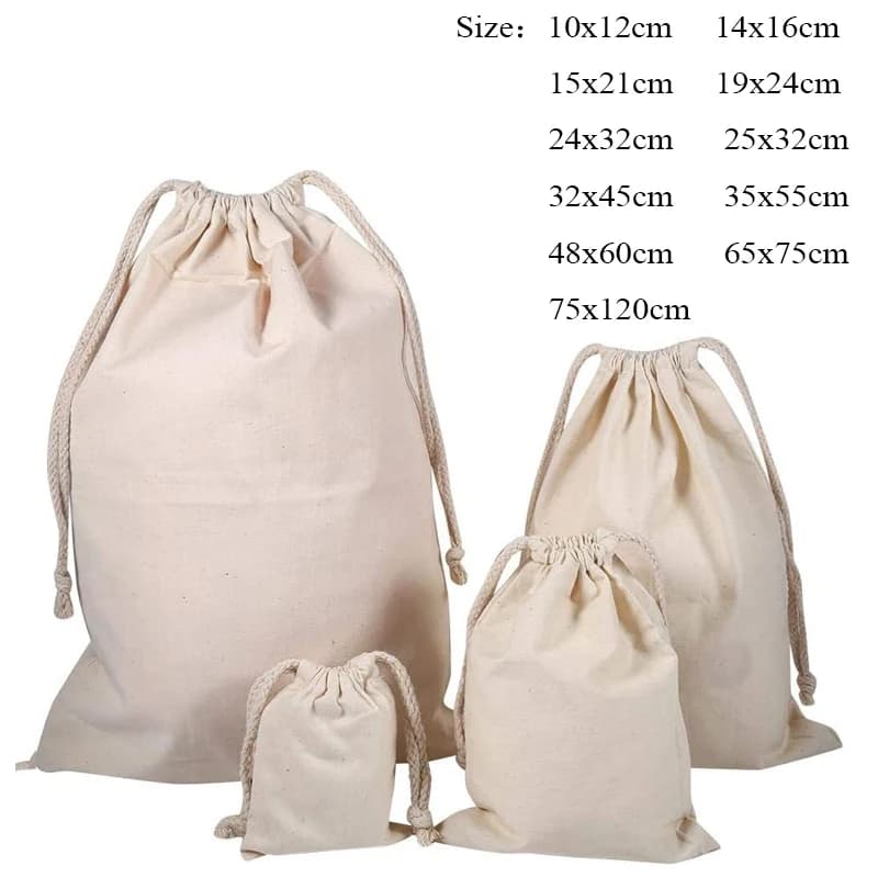 Borsa per Bucato in Tela di Cotone Resistente Extra Large 75x120cm/65x75cm/48x60cm, Contenitore da Spiaggia