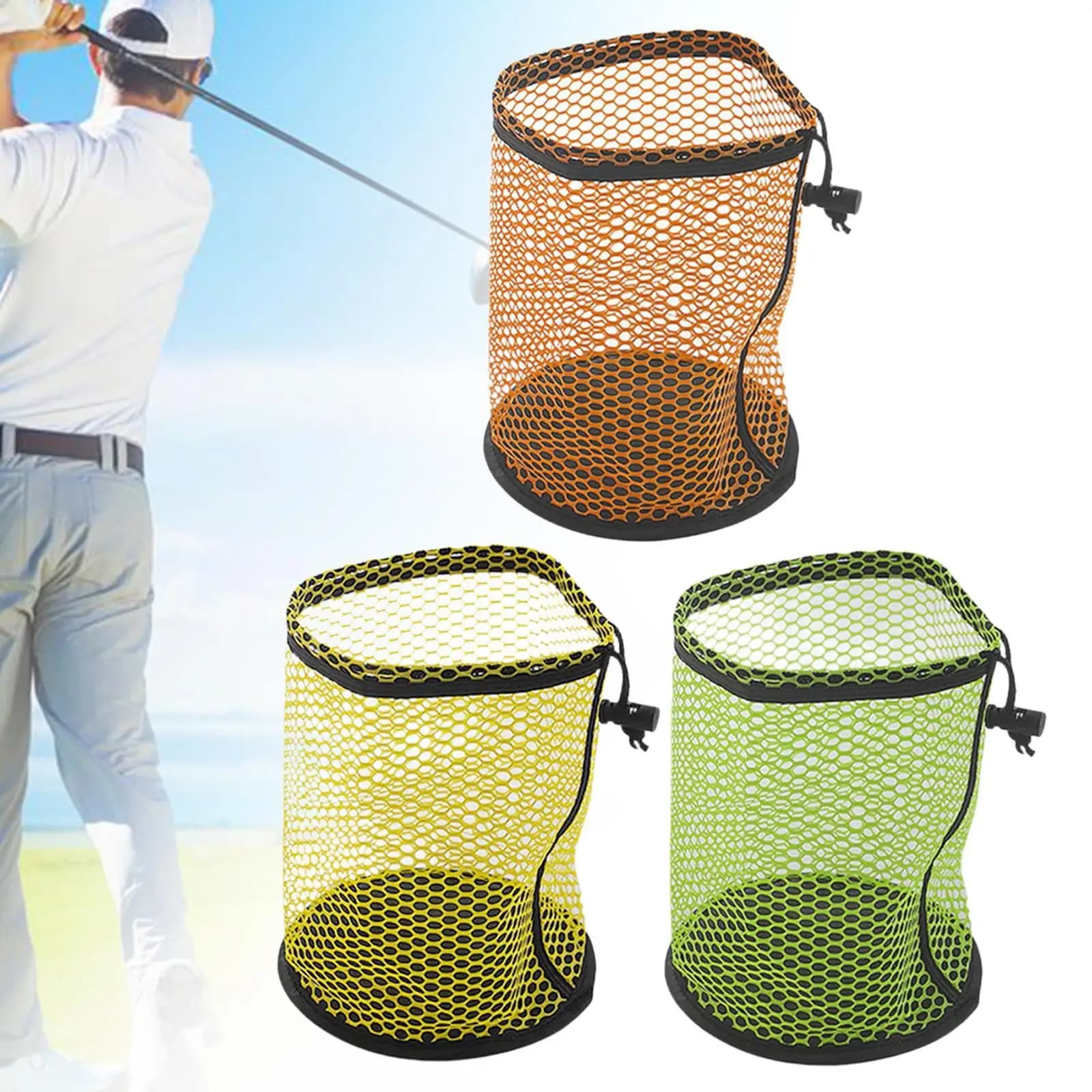 Borsa per Palline da Golf Traspirante in Rete di Poliestere, Accessorio Leggero per Attrezzatura da Golf e Pratica