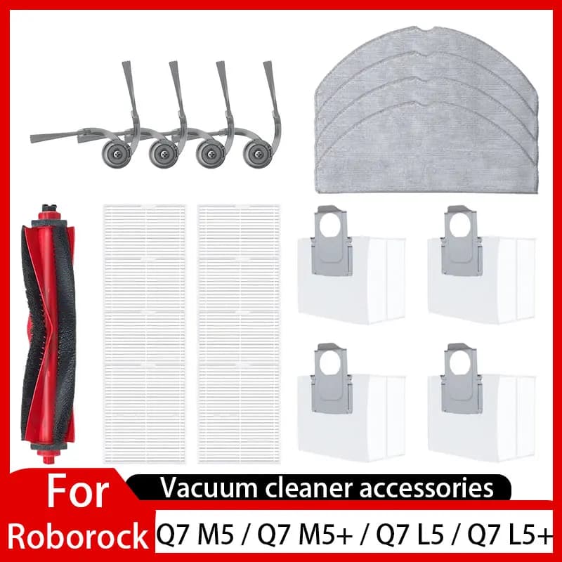 Roborock Q7 M5 / Q7 M5+ / Q7 L5 / Q7 L5+ / Q7 TF / Q7 TF+ / Q7B / Q7T+ Plus Parti Spazzola principale Filtro Mop Sacchetto per la polvere in tessuto