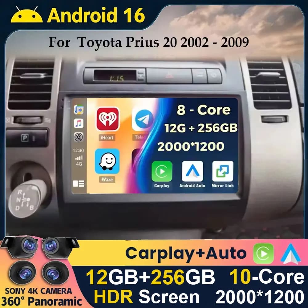 Android 15 Auto Multimedia Radio Per Toyota Prius 20 2002 2003 2004 2005 2006 2007 2008 GPS Stereo Carplay WIFI Car