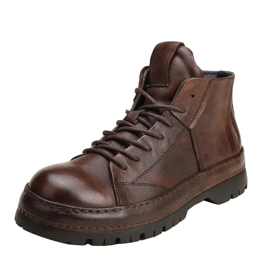 Stivaletti da uomo vintage britannici fatti a mano scarpe da lavoro casual in pelle utensili da esterno stivali da moto brogue autunno inverno