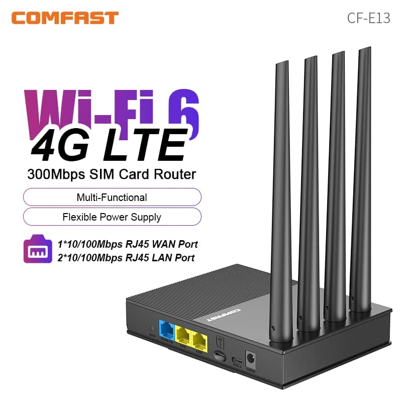 Comfast 4G LTE Wifi6 Router Ripetitore Wireless 286Mbps Ripetitore di Segnale 2.4G WiFi Extender Amplificatore WiFi Per Home Office Outdoor