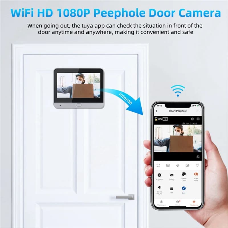 SQPP-Tuya Spioncino Telecamera Telefono cellulare Monitoraggio remoto Wifi Videocitofono HD Campanello Video citofono wireless