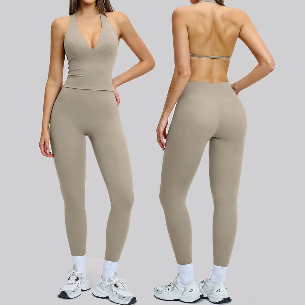 Completo Yoga da Donna 2 Pezzi, Abbigliamento Sportivo, Tuta da Yoga, Top Traspirante, Leggings a Vita Alta, Set da Palestra, Abbigliamento per Corsa e Allenamento