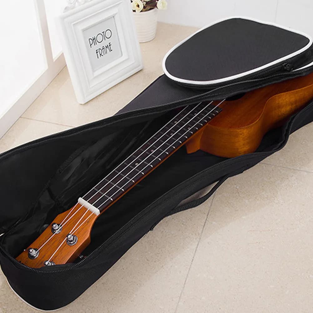 Borsa per Ukulele Portatile da 23 Pollici, Nera, in Tessuto Oxford Impermeabile e Rinforzato, Custodia da Viaggio per Ukulele