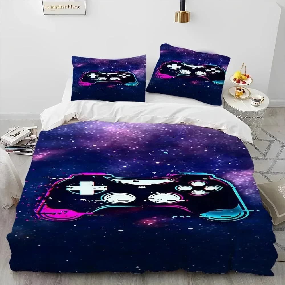 3D Print Cartoon Gamer Game Controller Bedding Set Double Twin King Duvet Cover Comforter Pillowcase Boys Girls Adults Bedroom