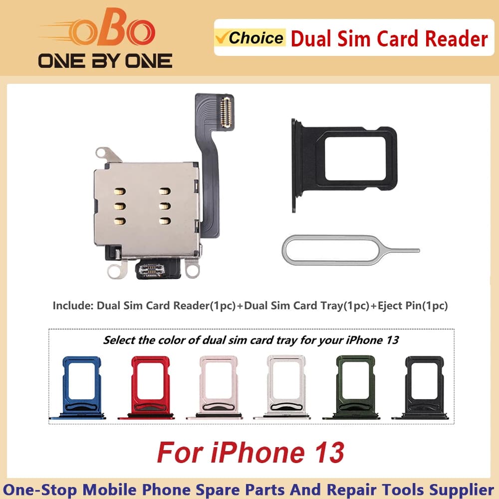 Cavo flessibile per lettore di schede Dual SIM per iPhone 13, connettore adattatore per doppio slot per schede SIM, riparazione, nero, bianco, verde, blu