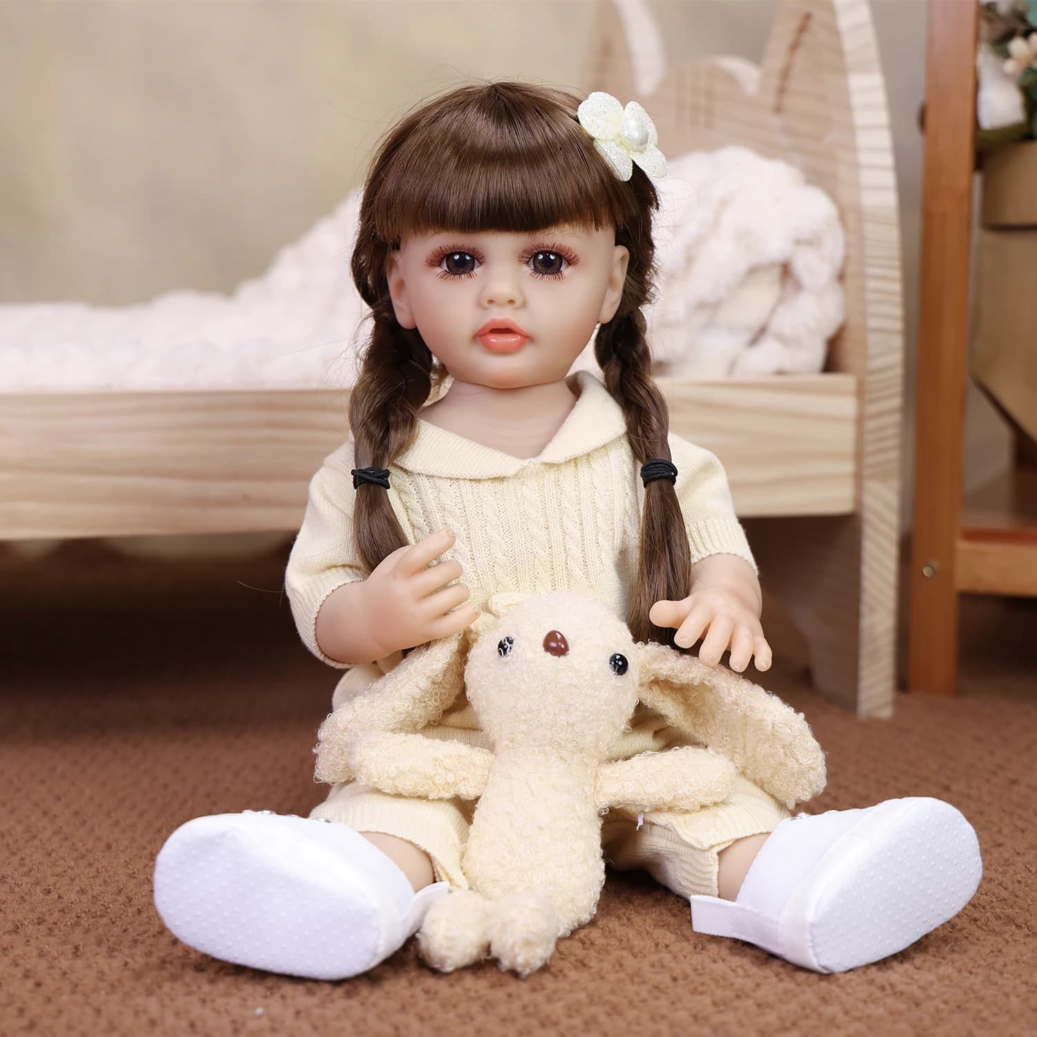 KEIUMI 18 Inch Reborn Bebe Doll Soft Silicone Vinyl Realistic Body Early Educational Baby Doll Christmas Gift