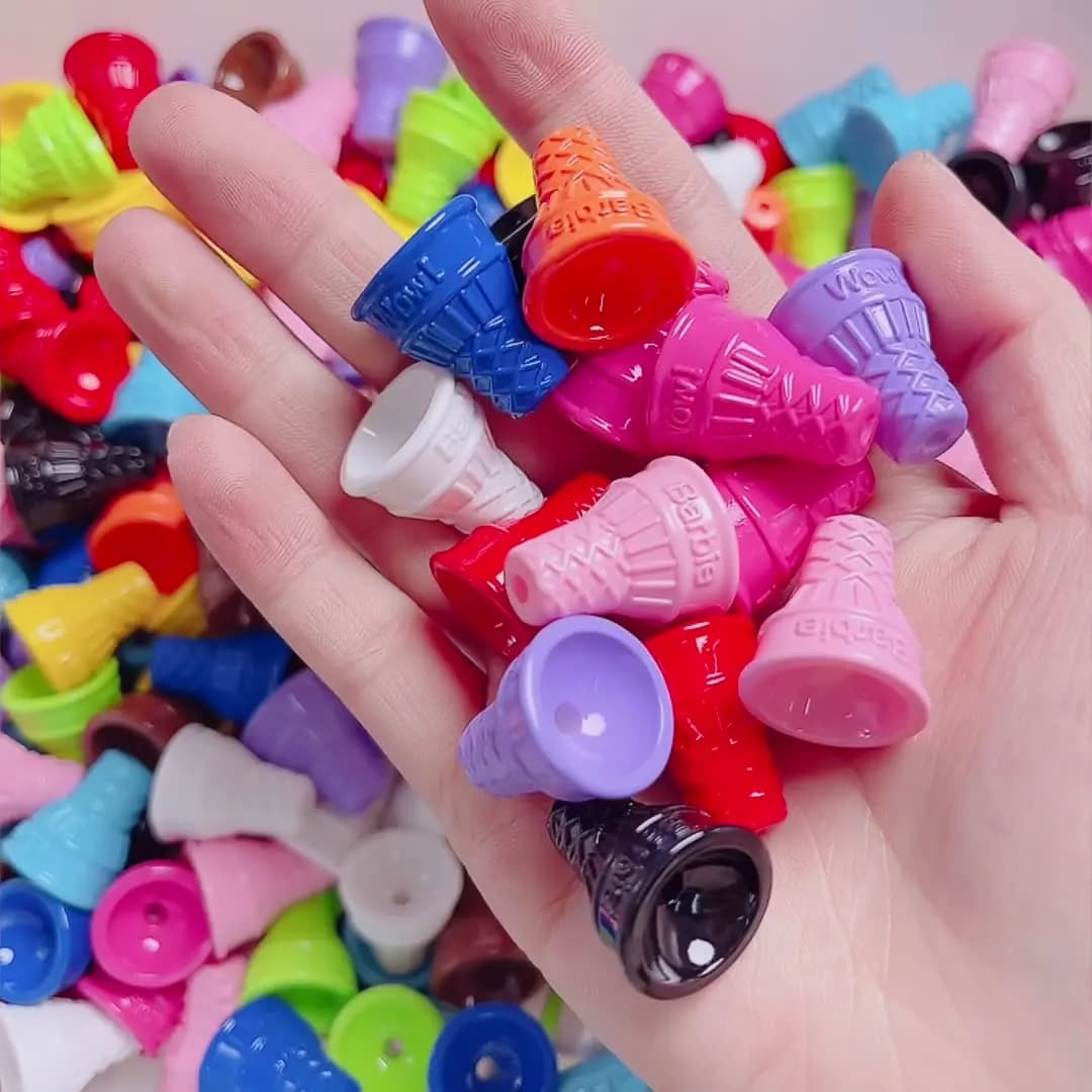 SW39 5pcs/lot Simulation Cone Baking Paint Ice Cream Perforated Acrylic Bead Exquisite DIY Jewelry Accessories Buckle Beaded Pen