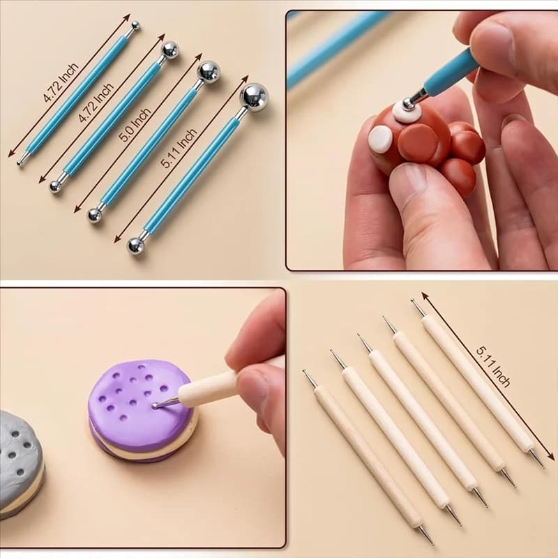 YWDZ-Kit di strumenti per argilla, 27 strumenti per ceramica, pratico kit di strumenti per scolpire l'argilla polimerica, set di strumenti per argilla asciutta all'aria per bambini