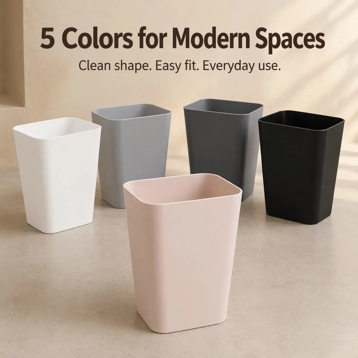 Compact Square Countertop Garbage Bin Lightweight Waste Holder Small Trash Can for Dorm Apartment RV Camper Hotel Guest H0101