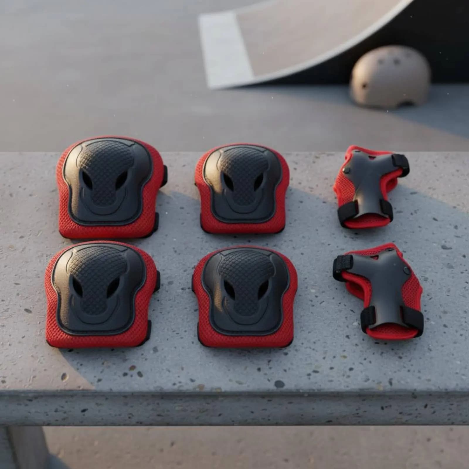 Set di 6 Protezioni per Ginocchia, Gomiti e Polsi con Cinghie Regolabili, Kit di Sicurezza per Sport Estremi con Assorbimento degli Urti