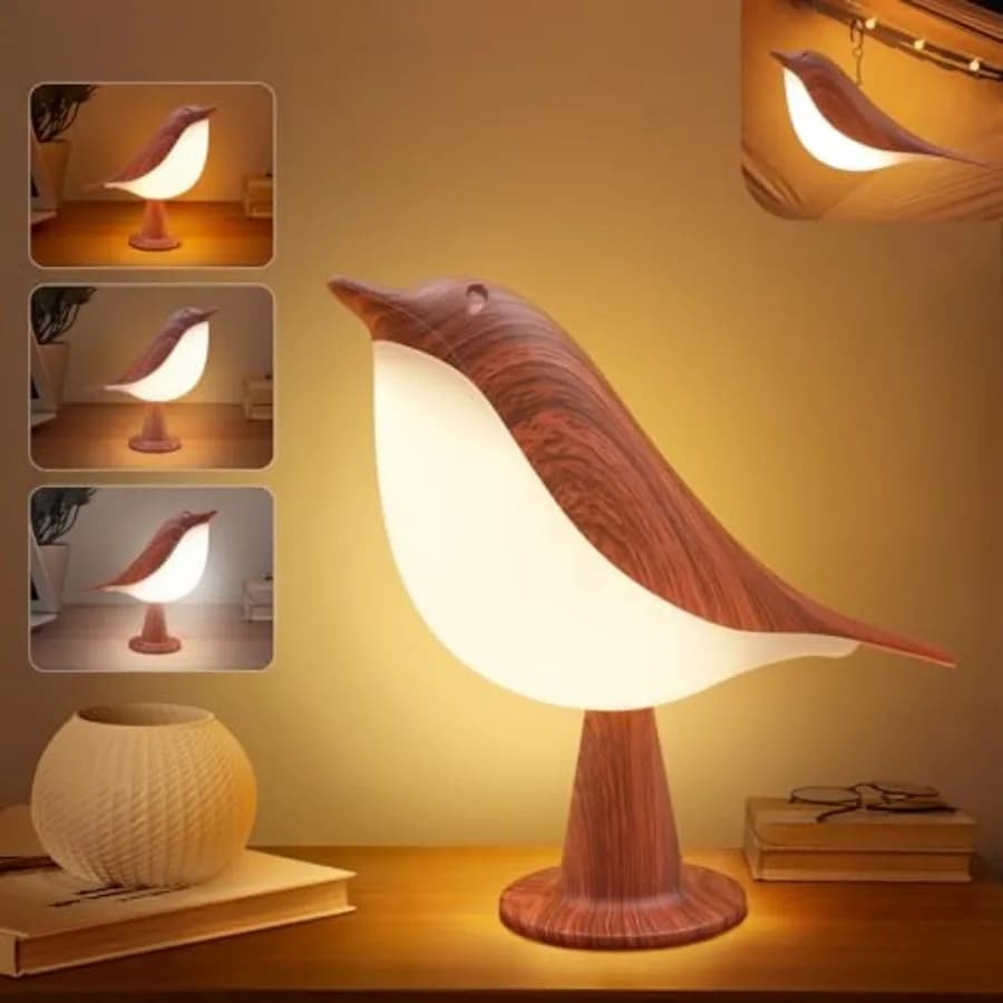 2 in 1 Small Desk Lamp, Bird Cordless Table Lamp with 3 Color Temperature Dimmer and Touch Sensor - Rechargeable Battery Night