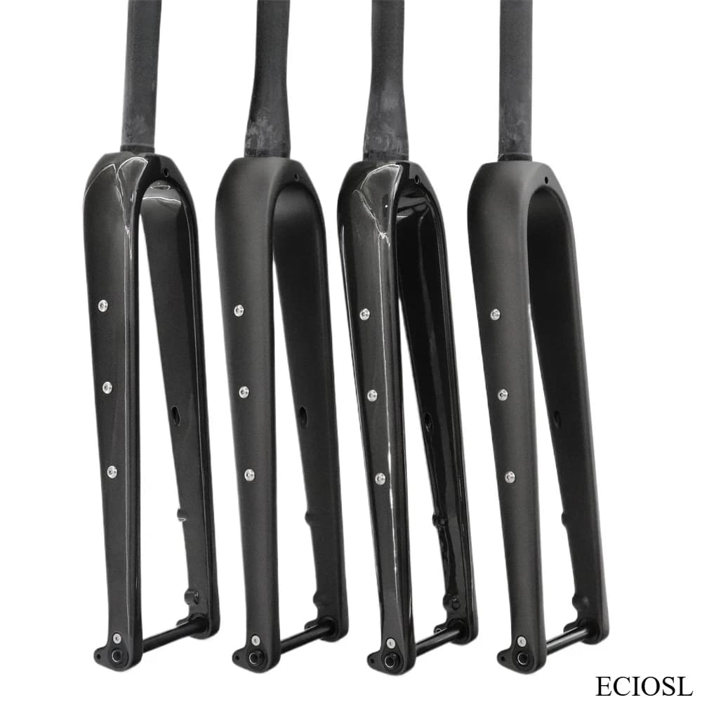 Forcella per bici da ghiaia in fibra di carbonio T800 ad alte prestazioni per ruote 700C con asse passante da 100mm e finitura opaca