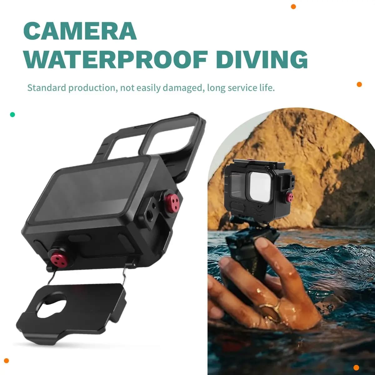 (ABDH) Waterproof 80M Housing with Aluminum Frame, Underwater Protective Case for Camera Action GoPro12/11/10 GoPro13 A