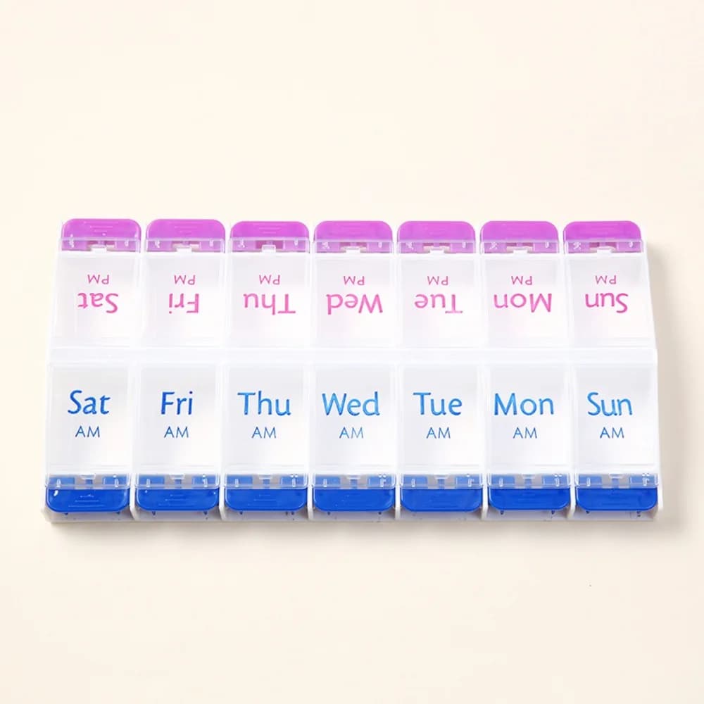 New Hot Premuim Portable Detachable Weekly Organizer Case pill box twice a day 7 days container for medicines for vitamin supplement