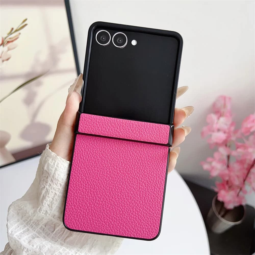 Custodia protettiva per telefono con cerniera rigida in pelle di lusso per Samsung Galaxy Z Flip 7 6 5 4 3 Flip7 Flip6 Flip5 Flip4 Flip3 5G