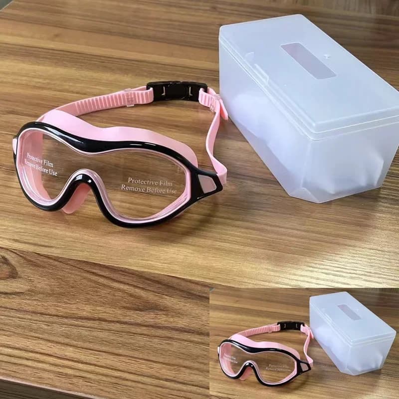 New adult waterproof large frame swimming goggles PC high definition anti-fog swimming training silicone goggles