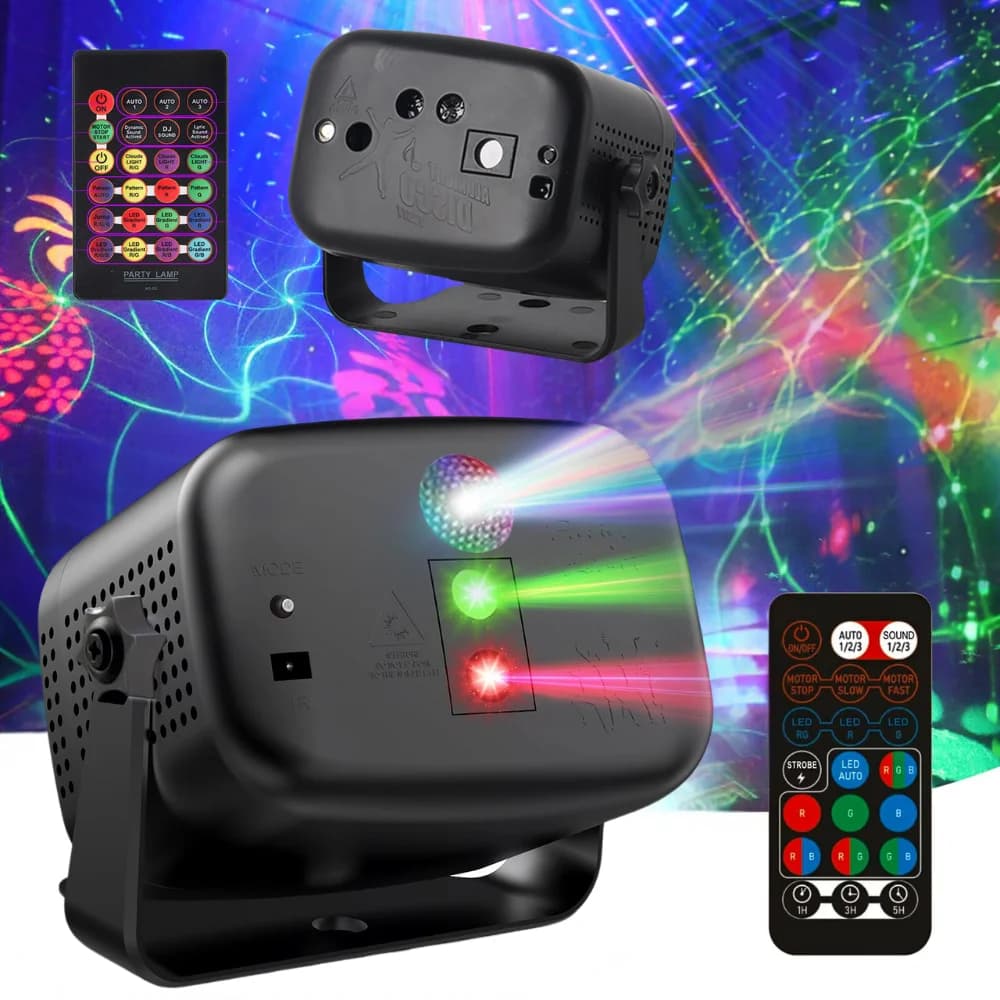 Ecco il super cool Disco Light Party Light! Attivato dal suono, con telecomando e 60 effetti luminosi, rockerà il w