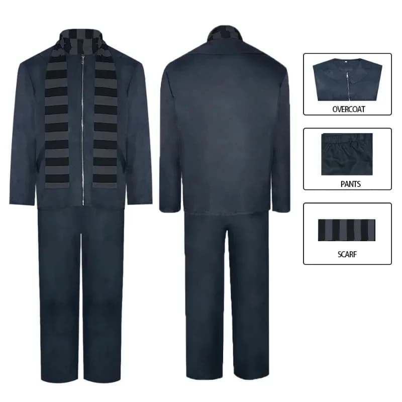 Cartoon Movie Cosplay Miniones Thief Dad Gru Costume Cosplay Cappotto Pantaloni Sciarpa Halloween Party Performance Costumi Cosplay Anime