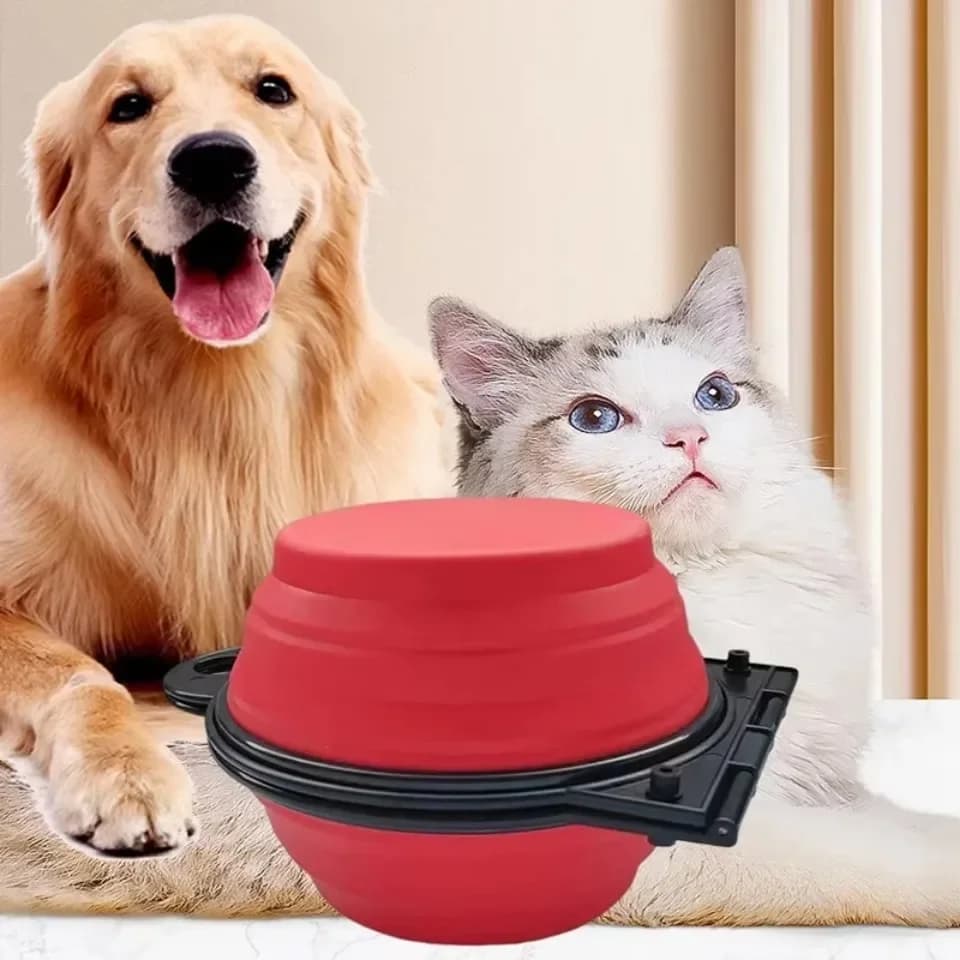 Ciotola da Viaggio per Cani 2 in 1 Pieghevole, Doppia Ciotola Portatile Appendibile per Cibo e Acqua, Accessorio per Cani da Esterno