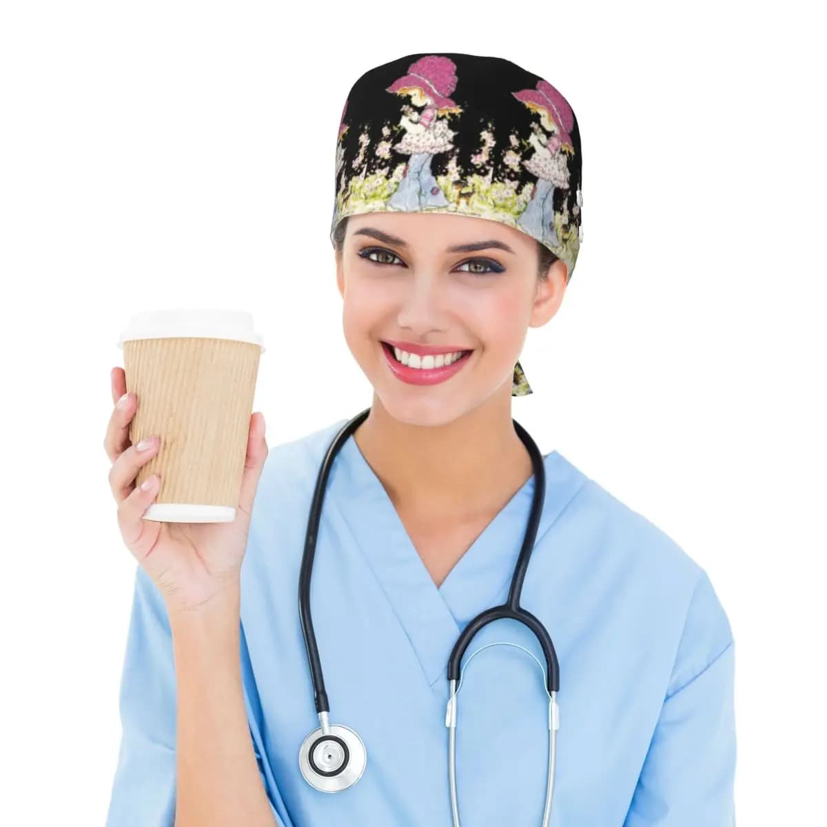Sarah Kay Girl Scrub Hat Doctor Working Surgical Cap Men Women Adjustable Nursing Caps for Dentist