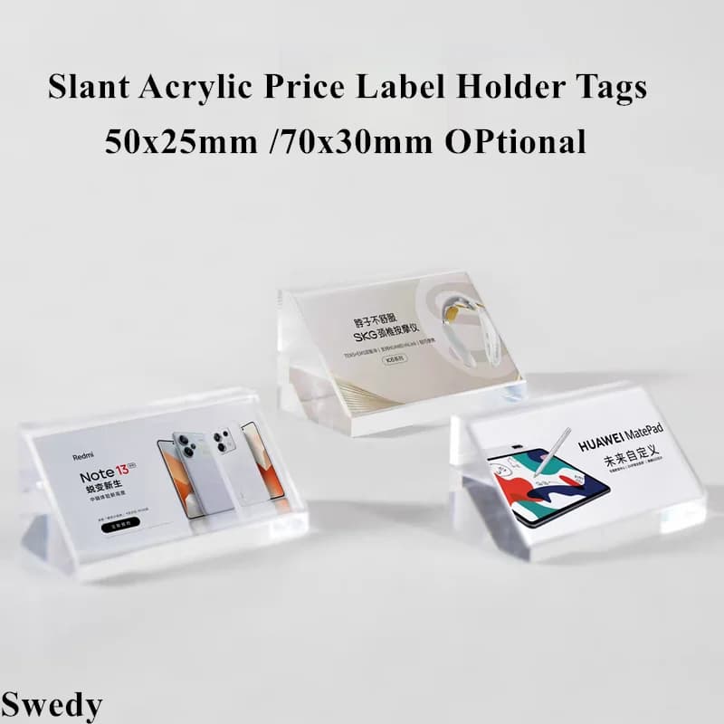 50x25mm / 70x30mm Menu da tavolo Porta carta Piccolo porta cartello in acrilico Espositore Etichette prezzo Etichette per carte