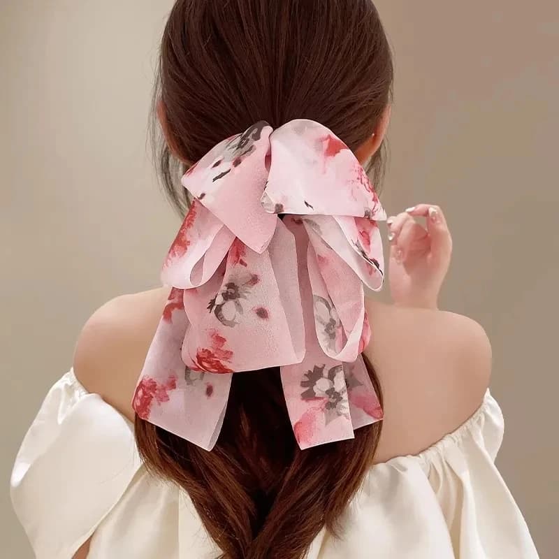 Fermaglio per Capelli con Fiocco Lungo Stile Coreano per Donne e Ragazze, Accessorio per Capelli Femminile