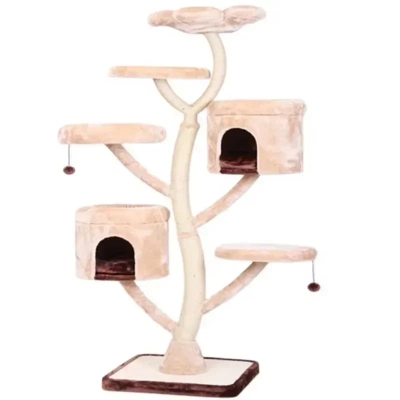 TTCat Posto di Arrampicata Grande in Legno Stile Parco con Velluto, Struttura Morbida e Confortevole Integrata per Gatti