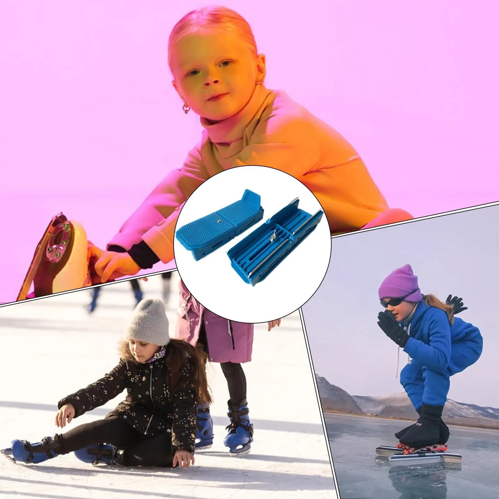 Toddler Ice Skates Adjustable Anti-Slip Fastener Straps Children's Ice Skates For Hockey Girls Boys Toddler Outdoor Ski