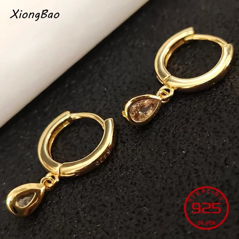 S925 Silver Inlaid Zircon 925 Sterling Drop Earrings Temperament Simple Water drop Zircon for Women Jewelry Accessories