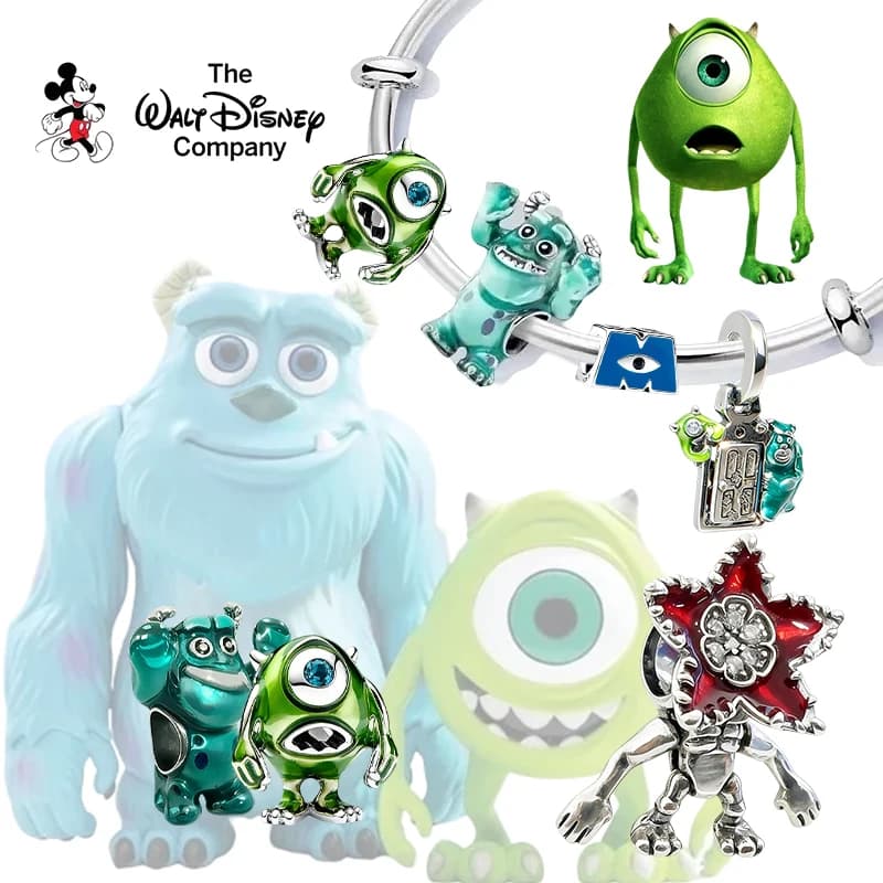 Original Charm Beads, Disney Pixar Monsters, Inc. Pendant for Door, Mike Wazowski Charm, Suitable for Bracelets with Pendants, Women's Jewelry