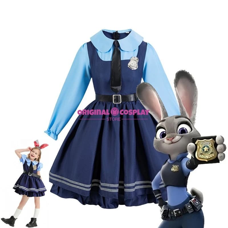 Judy Hopps Abito Cosplay Zootopia Costume da coniglietto per donna Vestito da festa di carnevale Polizia Coniglio Halloween Cosplay Gioco di ruolo premium