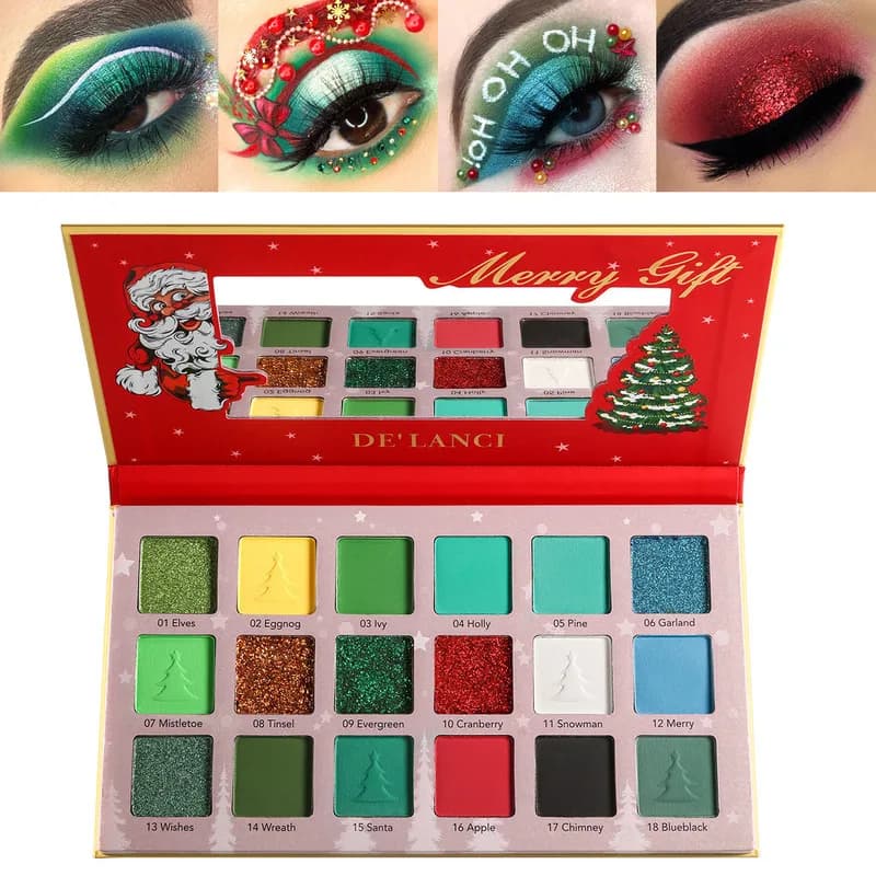 Palettes of shades of 18 colors, series red and green Christmas, series Ice Blue