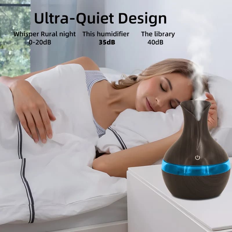 Umidificatore per aromaterapia USB da 300 ml, diffusore di nebbia fredda silenziosa e silenziosa per casa e ufficio, compatibile con oli essenziali, design elegante