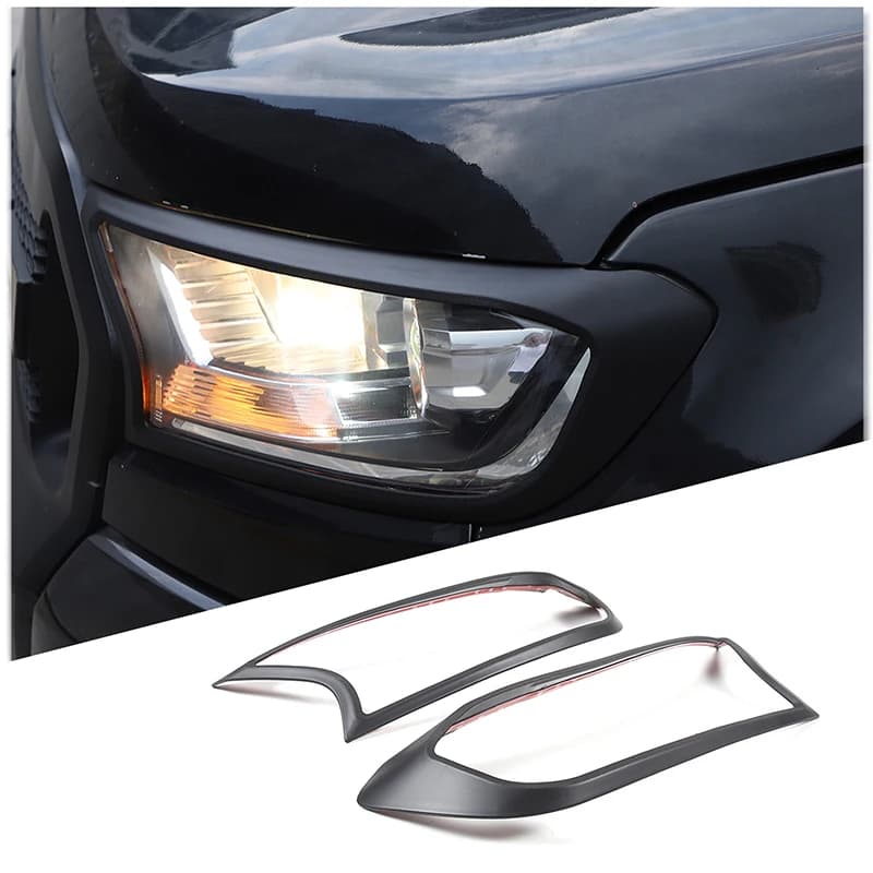 For Ford Ranger T7 Wildtrak Everest Endeavour 2015-2021 ABS Matte Black Front Head Lights Headlight Lamp Cover Trim