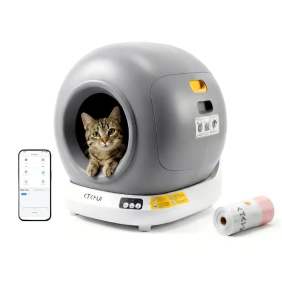 Self-Cleaning Automatic Cat Litter Box, Compact Footprint for Small Spaces Apartments, Dual Safety Sensors, Jam Auto-Stop, App