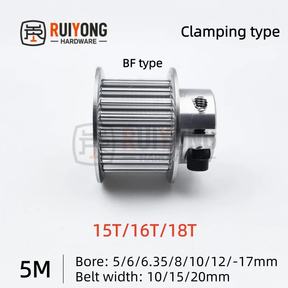 HTD 5M 15T/16T/18Dente K/BF Tipo di serraggio Ruote sincrone Foro 5/6-17mm per larghezza cinghia 10/15/20mm Accessori per stampante 3D