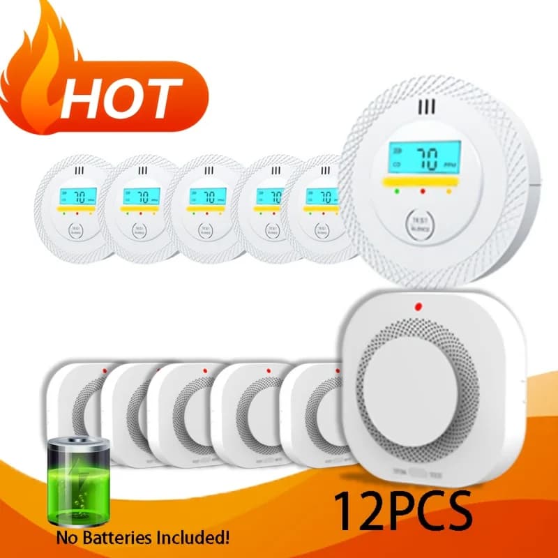 XUK Rilevatore di monossido di carbonio e fumo multipezzo combinato Doppio allarme di sicurezza Installazione semplice Kit di emergenza domestico