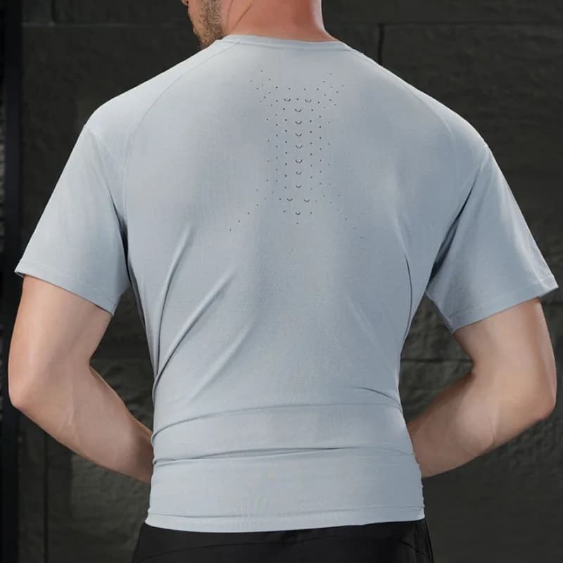 Men's Sporty T-shirts Breathable to Rapid Drying with Ice Effect, Laser Drilling Dragon Shoe, Ideal for Basket, Race and Gym