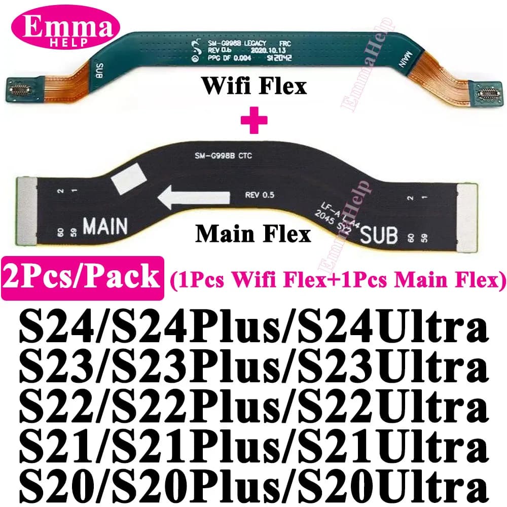 2 Pezzi Cavo Flessibile Principale per Connettore Scheda Madre Antenna Segnale Wi-Fi per Samsung S20 S21 S24 Plus S22 S23 Ultra S928 S908