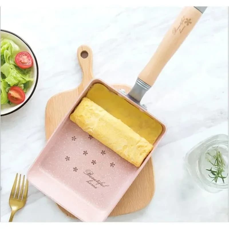 Japanese non-stick frying pan Tamagoyaki rectangular egg pan small non-stick pan black kitchen pan pink