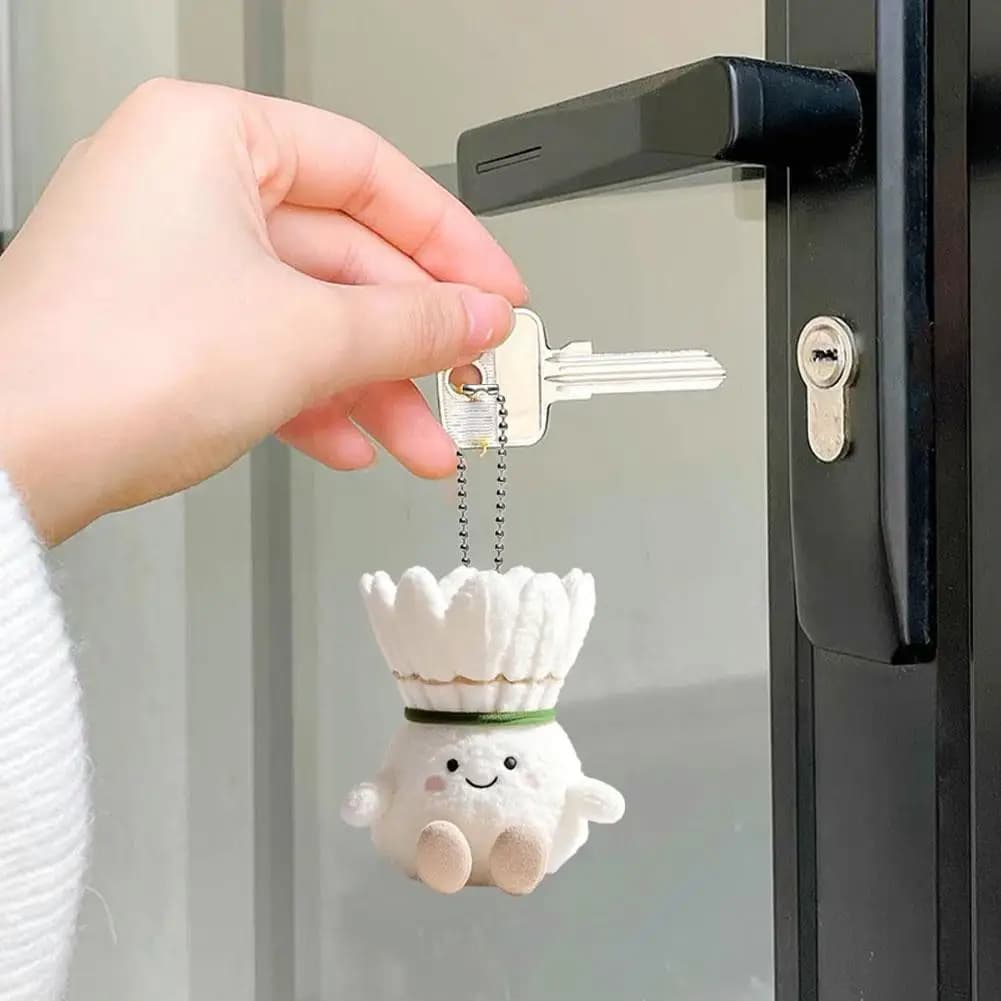 Ciondolo portachiavi a forma di bambola di peluche di badminton, morbido giocattolo di peluche di badminton per feste, compleanni, regali per amici