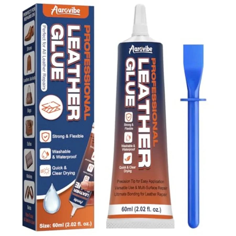 Leather Glue, 60ml Strong and Flexible Leather Adhesive Waterproof, Quick-Dry and Clear Repair Glue for Shoes, Jackets, Handbag