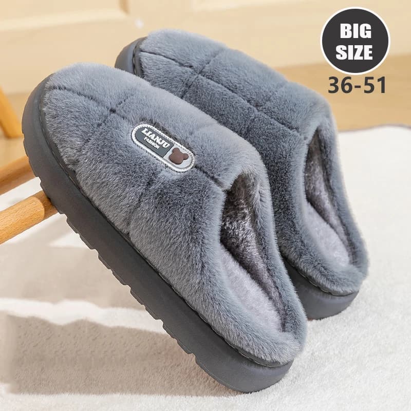 Big Size 50 51 Pantofole Invernali Donna Uomo Suola Spessa Coperta Casa Calde Coppie Scarpe Antiscivolo Piattaforma Piatta Pantofola di Cotone da Donna