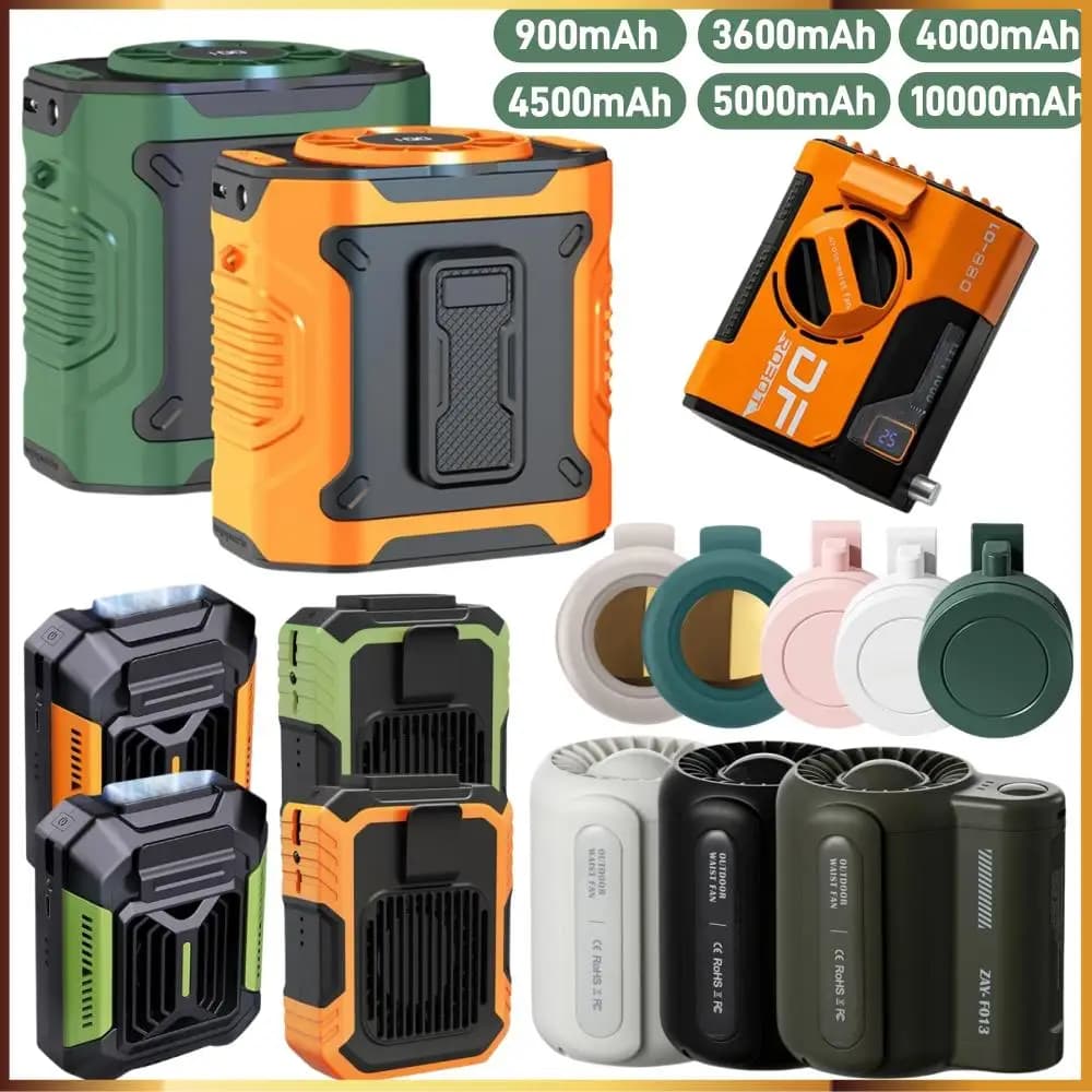Mini ventilatore da viaggio indossabile da campeggio Ventola di raffreddamento ricaricabile da esterno con luce notturna e circolatore d'aria Power Bank per lavoro