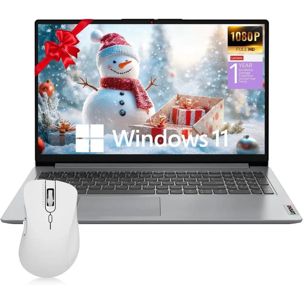 Laptop HD 15.6 inch, Intel Quad-Core, 12 GB RAM, 384 GB storage space, 1 year Office 365, HDMI, Wi-Fi 6, Windows 11 Home, Wireless mouse bundle