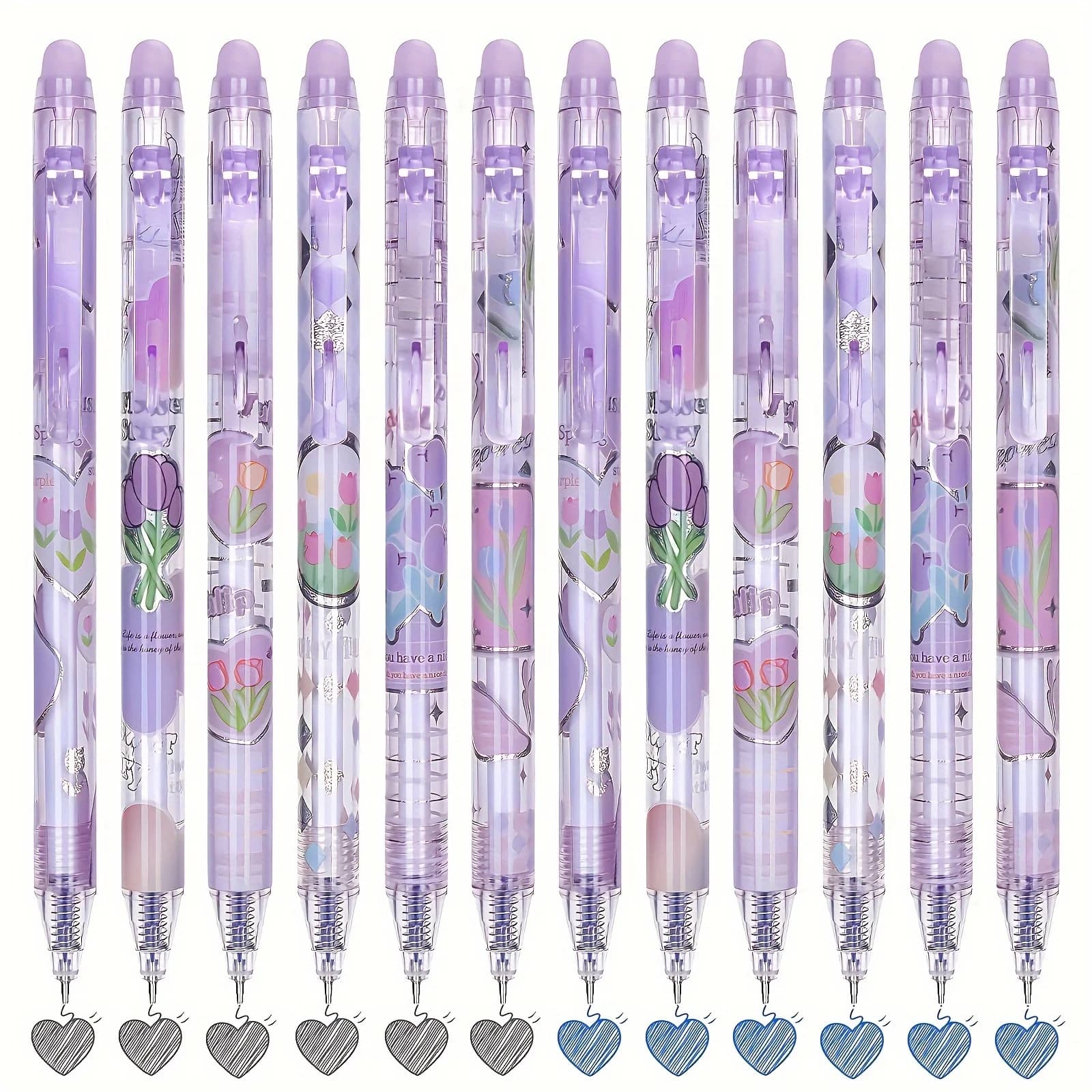 6 penne gel cancellabili carine, punta fine da 0,5 mm, scrittura fluida, inchiostro blu, senza sbavature, ideali per pianificatori e forniture per ufficio